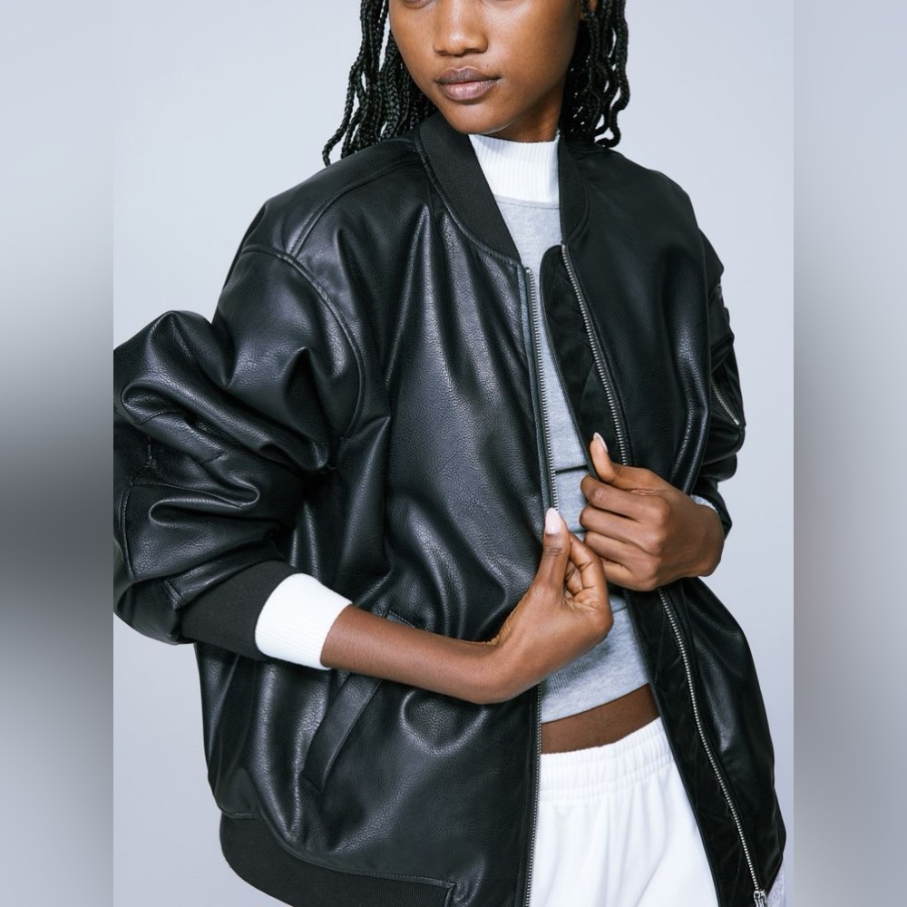 H&M Leather Bomber Jacket